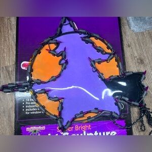 Vintage Halloween Witch Broom Moon Window Light Sculpture Silhouette w/ Box 2001
